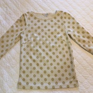 Boden metallic gold and cream polka dot tunic